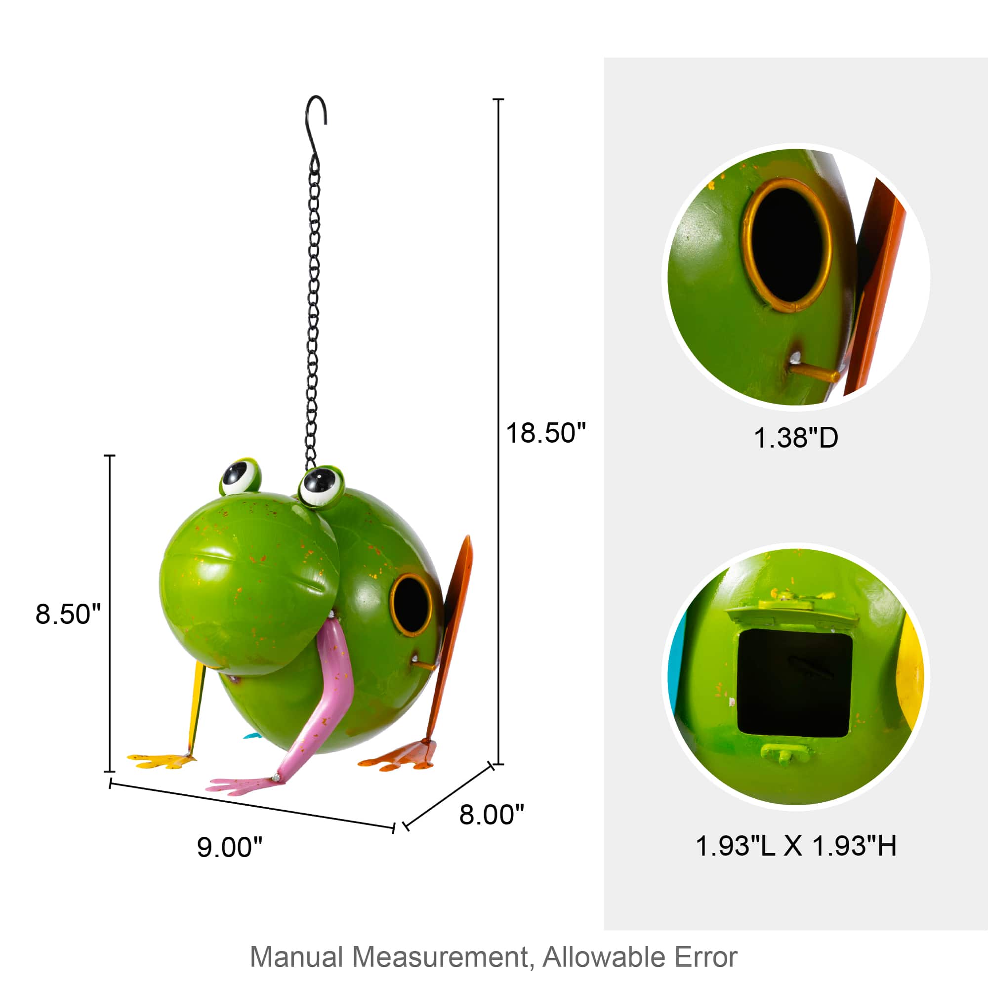 Glitzhome® 9" Metal Glossy Frog Outdoor Garden Birdhouse